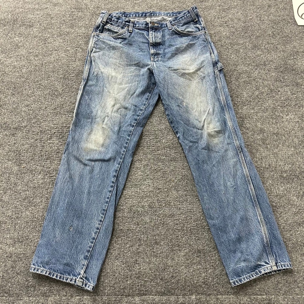 Dickies Carpenter Jeans Mens Size 34x32 Blue Denim Utility Relaxed Fit Workwear